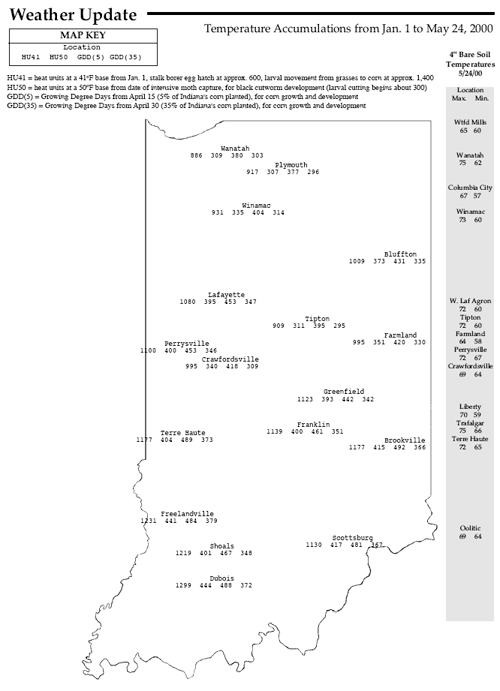 Temperature Accumulations from Jan 1 to May 17, 2000