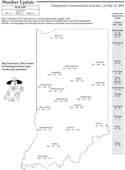 Temperature Accumulations from Jan. 1 to May 16, 2001