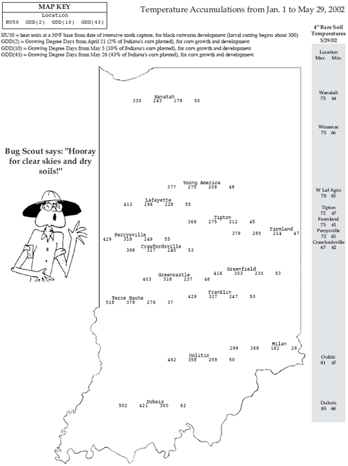 Temperature Accumulations from Jan. 1 to May 29, 2002