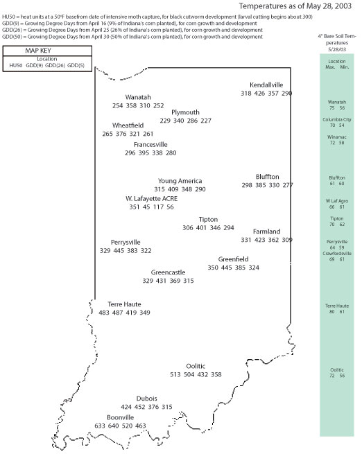 Temperatures as of May 28, 2003