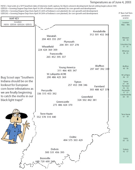 Temperatures as of June 4, 2003