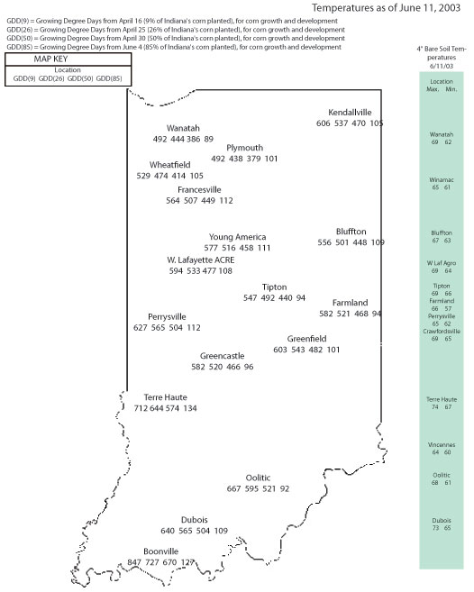 Temperatures as of June 11, 2003