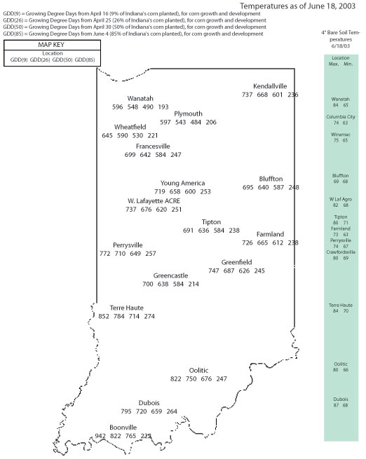 Temperatures as of June 18, 2003