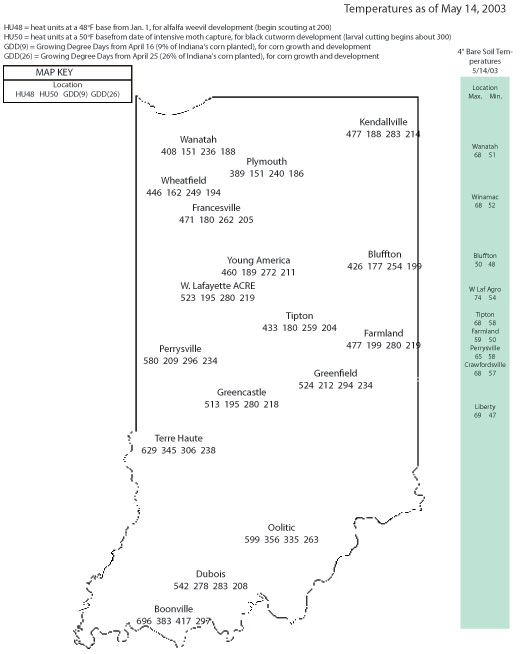 Temperatures as of May 14, 2003