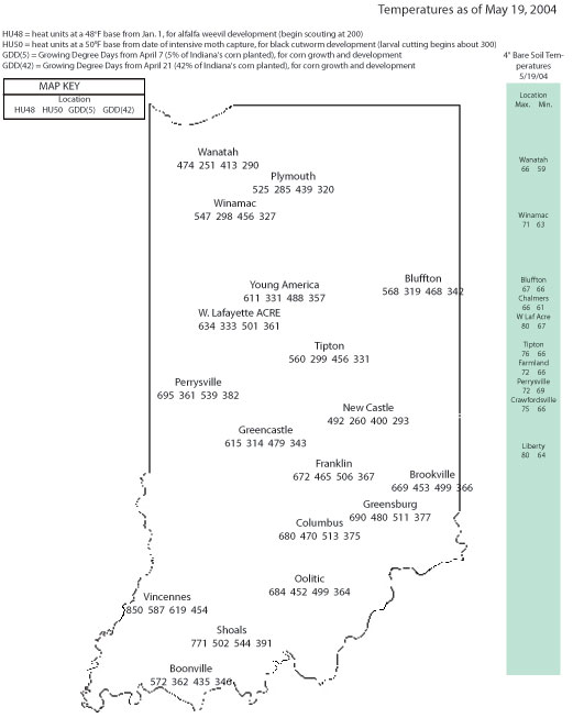 Temperatures as of May 19, 2004