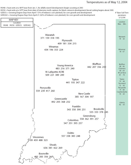 Temperatures as of May 12, 2004