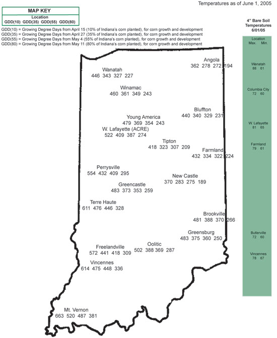 Temperatures as of June 1, 2005