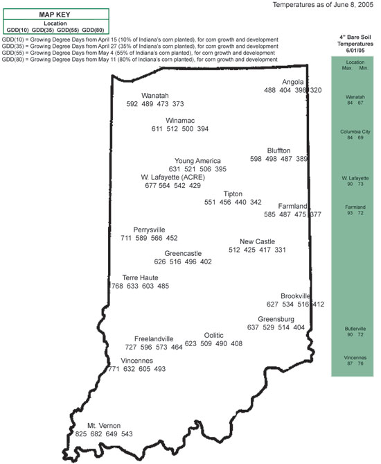 Temperatures as of June 8, 2005