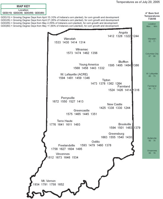 Temperatures as of July 20, 2005