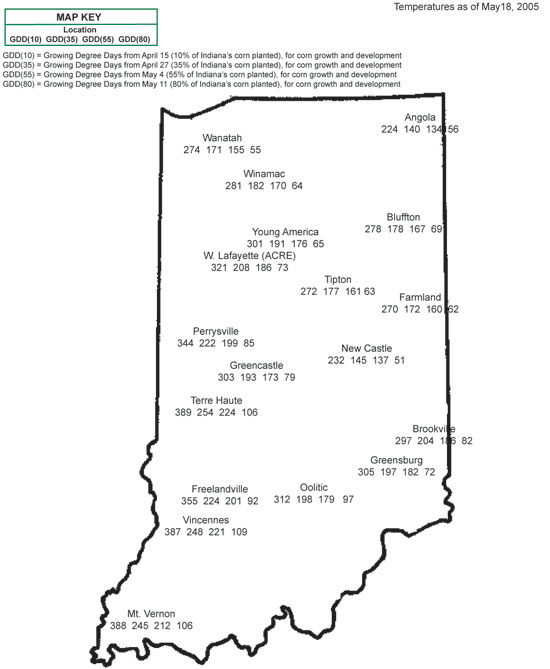 Temperatures as of May 18, 2005