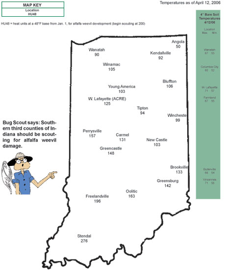 Temperatures as of April 12, 2006.