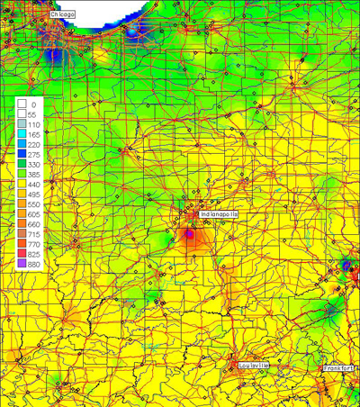 accumulated heat units (base 50) for black cutworm development since April 18