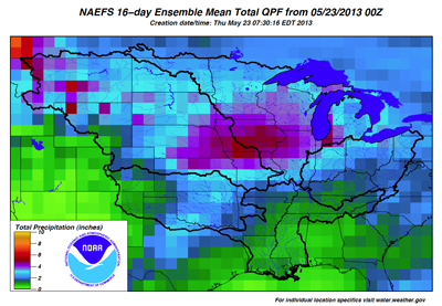 naefs 16 day ensemble mean total QPF from 5/23/12